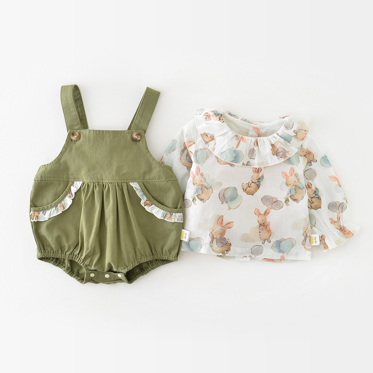 Traje de primavera para niñas ins estilo coreano floral bebé salida estilo occidental mono bebé correa de regalo de una pieza