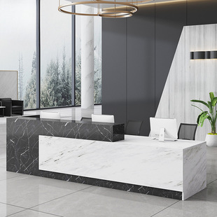 Imitation marble company reception desk desk training hall welcome desk cashier counter bar non-baking paint