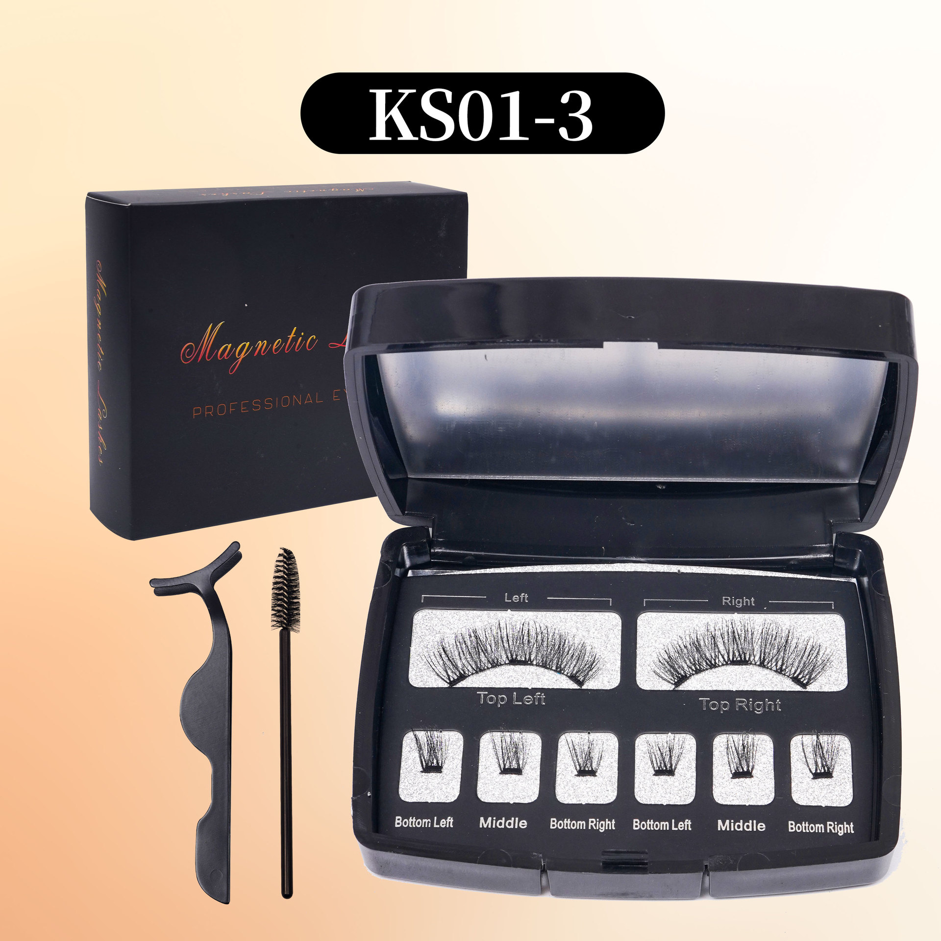 Conjunto de pestañas magnéticas segmentadas transfronterizas Little Devil Pestañas gruesas y realistas Tres imanes de alta gama Pestañas postizas