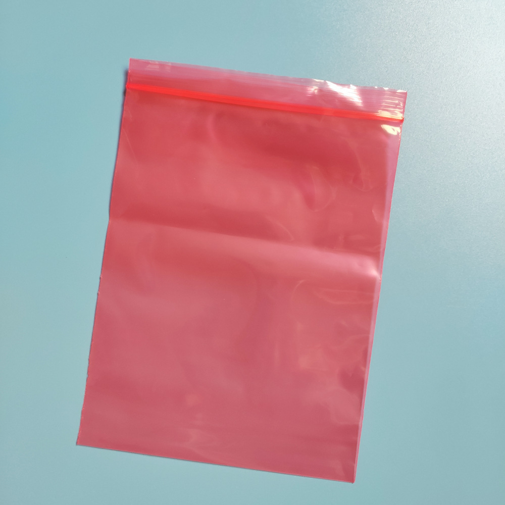 PE防静电异形袋粉红色加印logo电子元器件塑料包装防尘半透明袋