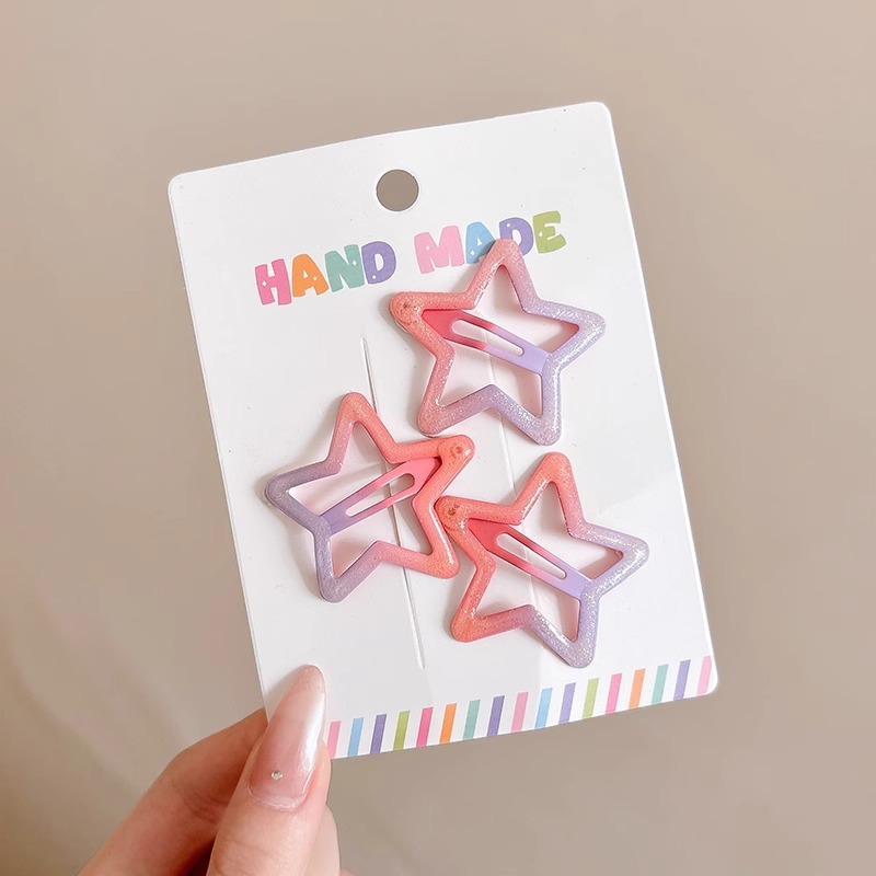 Horquilla de estrella de color dopamina 2025 nueva horquilla de gota de agua de nube para niños flequillo lateral bb clip tocado