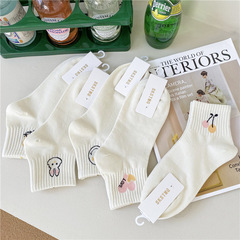 白色襪子女春款中筒襪夏季純棉網紅ins潮日系女生可愛運動短襪