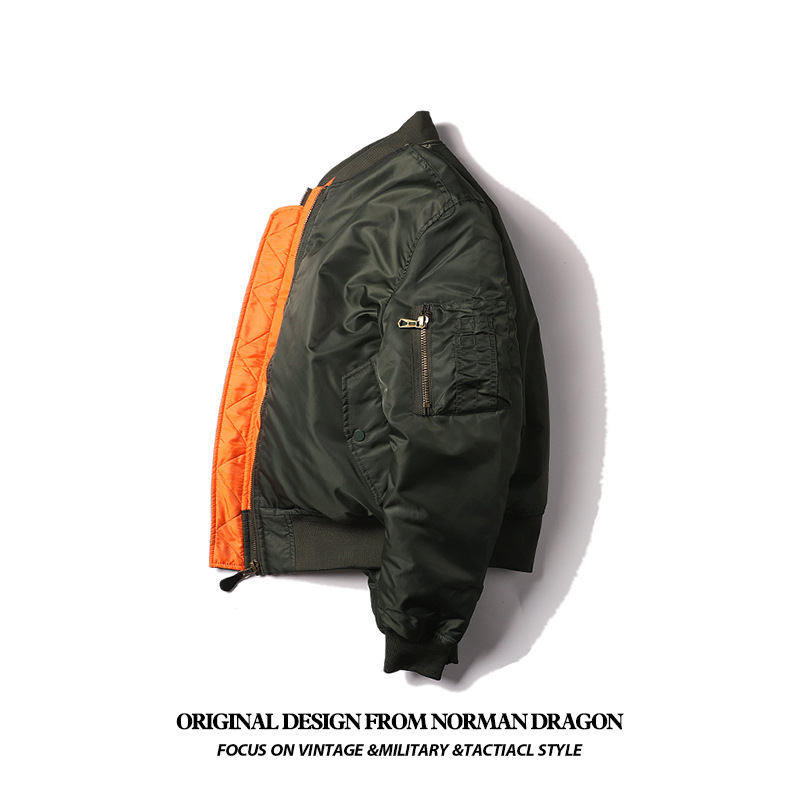 Normanlong American Military Uniform Classic Ma1 Autumn and Winter Thickeneded Outwear Bomber Jacket Air Force Men's Trendy Baseball Uniform