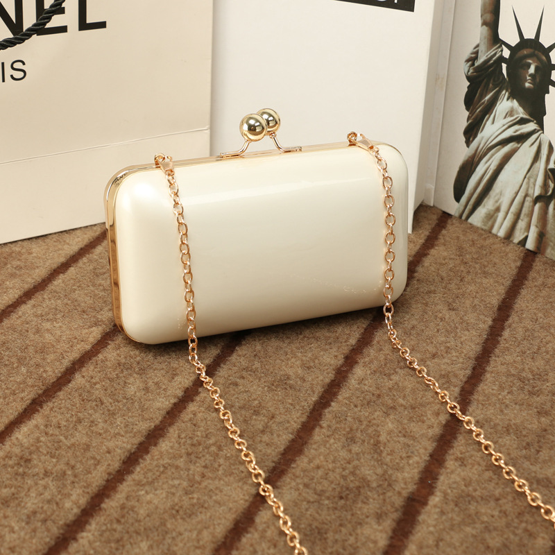 2024 New Arrival Evening Gown Clutch Bag Metal Pearlescent Glossy Handbag For Women Chain Box Mini Bag - Thumbnail 7
