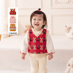 idea女童2023秋季針織馬甲女寶寶韓系背心上衣嬰兒秋冬外穿3211