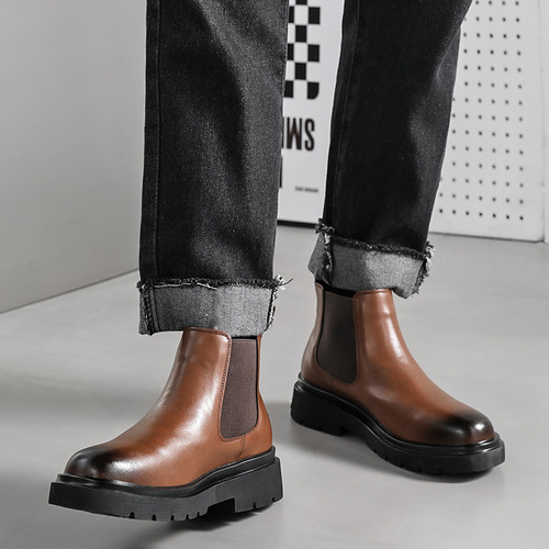  Chelsea boots men's motorcycle short boots mid-top chimney boots autumn and winter high-end Martin boots 6031-X