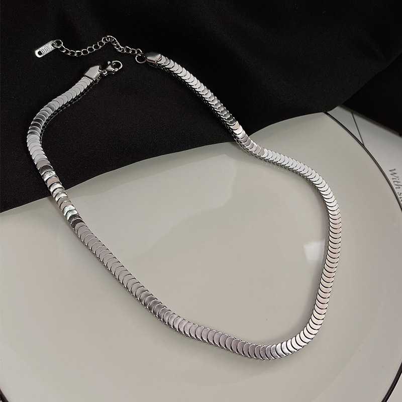 British Style Geometric Titanium Steel Metal Chain Necklace 1 Piece