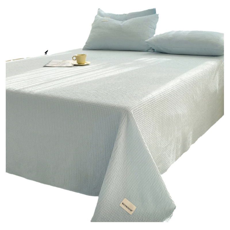 Una sábana de algodón waffle de clase 100 piezas individuales de algodón, sábana gruesa de tatami, juego de tres piezas, universal de cuatro estaciones