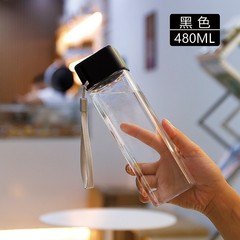 Transparent square plastic cup minimalist trendy personalized 3D water bottle student Instagram creative high-temperature space cup