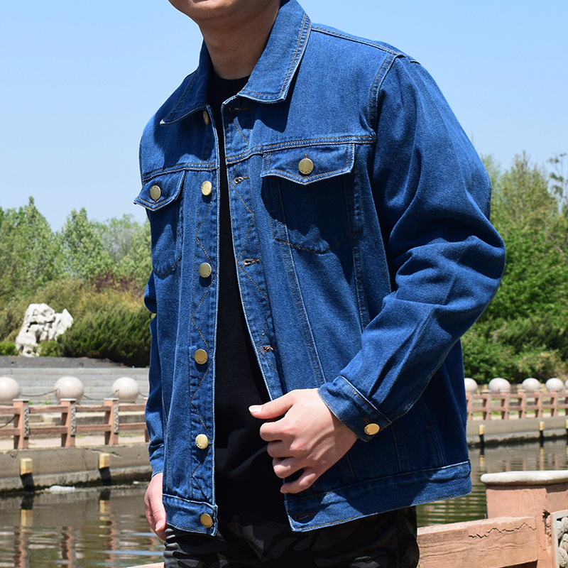 Cotton Denim jacket men's spring and autumn thick loose plus size men's workwear jacket welding workwear top men Cotton Denim jacket men's spring and autumn thick loose plus size men's workwear jacket welding workwear top men