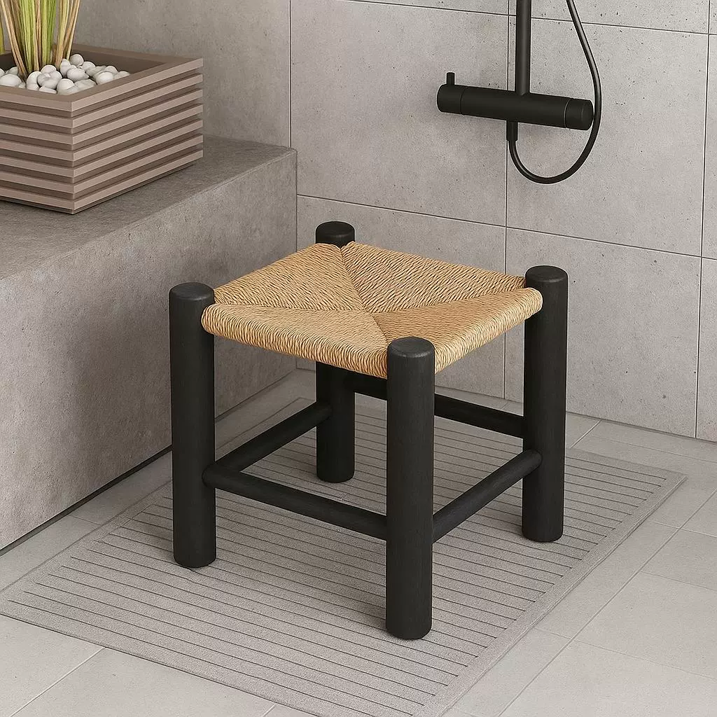 Стул из массива дерева и ротанга для гостиной, винтажный легкий роскошный стул высокого класса, табурет для снятия обуви в стиле середины века в стиле ваби-саби для прихожей.