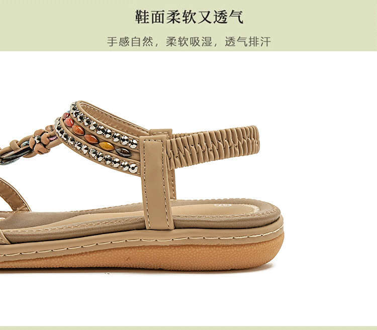 ielts run new summer 2025 spring and summer rhinestone casual seaside beach flat sandals women's comfortable all-matching 676- Specification drawing