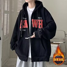 欧美休闲拉链连帽卫衣男女宽松潮流秋冬季风百搭外套情侣装卫衣潮