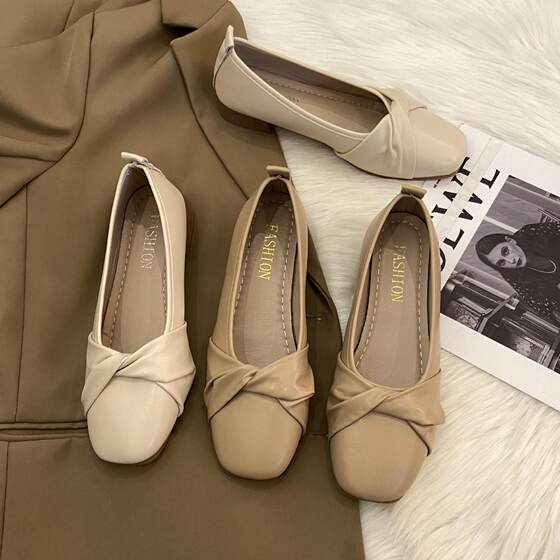 Shallow Mouth Flat Thick Heel Shoes Women's 2025 New Early Autumn Soft Leather Soft Bottom Super Soft Lefu Women's Shoes Lazy Milk Shoes