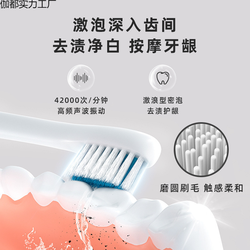 电动牙刷充电款成人儿童通用软毛刷家用便携防水牙刷套装跨境批发|undefined