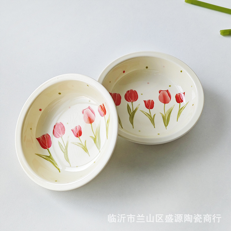 高颜值陶瓷釉下彩4英寸家用陶瓷小盘子蘸料盘菜盘醋碟创意陶瓷小|undefined