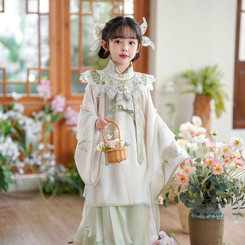 2025 Hanfu for Girls, New Spring and Autumn Style, Children's Ultra-Fairy Ancient Style Costume, Chinese Style Tang Suit for Girls, Flower Goddess Spring and Autumn Style