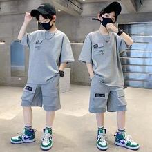 男童夏装套装2025新款中大儿童装夏季男孩运动短袖网红时髦帅气潮