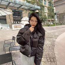 南油mm家25ss秋冬新款植绒字母时尚百搭拉链连帽外套羽绒服