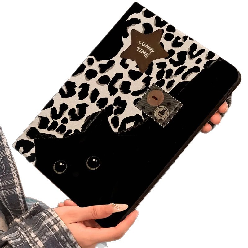 Funda TPU con Tapa Estampada Gatito Leopard para iPad 11/Air 7/6/Mini 6/5/10ª/9ª Gen/11" Pro