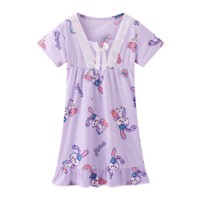 Pijama infantil princesa viento de verano nuevo pijama de niña manga corta Melody vestido de dibujos animados ropa para el hogar