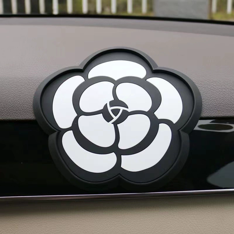 Новый автомобильный Противоскользящий коврик со стразами Камелия круглый цветок с бриллиантами, автомобильный Противоскользящий коврик для мобильного телефона