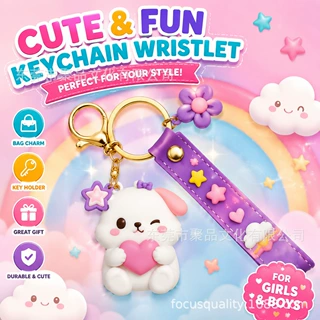 Cartoon Keychain Kawaii Keychain Wristlet Bag Charms