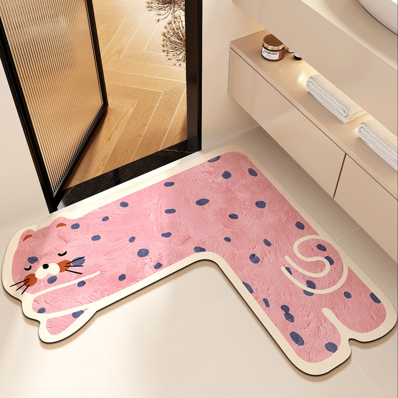 In-Stock Bathroom Floor Mat L-Shaped Absorbent Foot Mat Diatom Mud Toilet Door Carpet for Home Wholesale