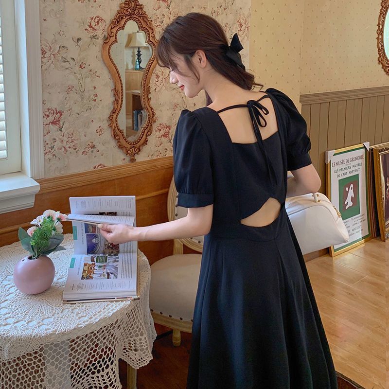 [1064 People Praise] Hepburn Style Dress for Women 2022 Summer Large Size New Style Slimming Look Discreet Backless