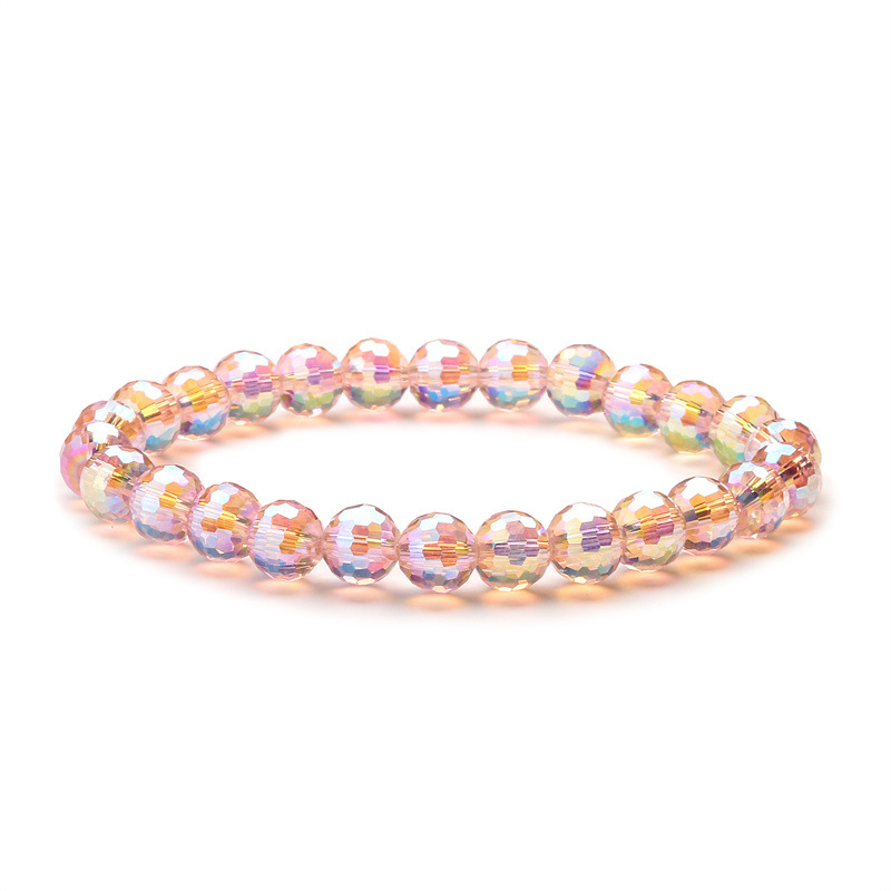 Estilo coreano Super brillante colorido cristal 96 granos de la tierra de superficie 8MM superficie de corte de cristal multicolor pulsera de cuentas pulsera