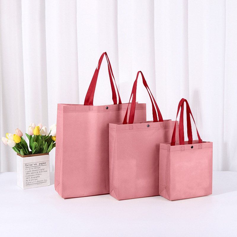 不織布バッグ、既製品、留め具付きハンドバッグ、カラーブロックショッピングバッグ、卸売、印刷入り衣料品包装袋、エコバッグ|undefined