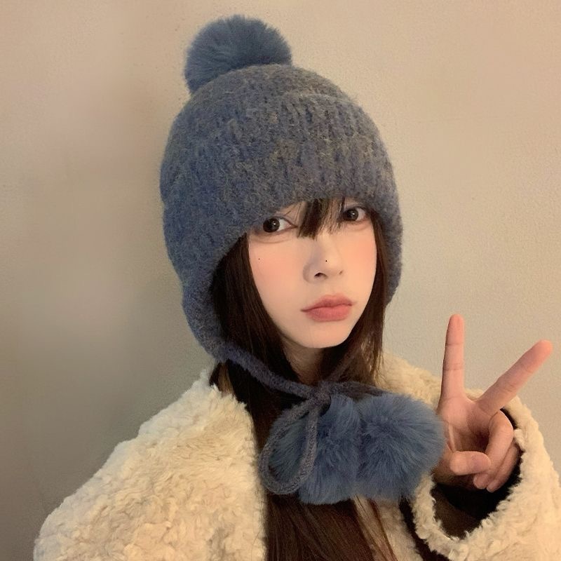 冬日氛围感ins韩系针织毛线帽女秋冬季保暖护耳飞行帽滑雪雷锋帽|undefined