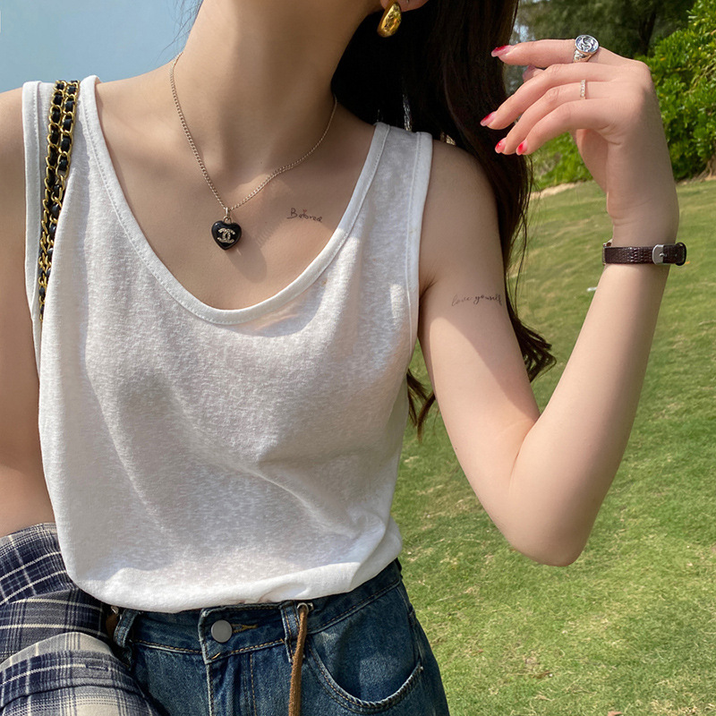 Cotton and Linen Camisole for Women 2026 Summer New Style White Loose Sleeveless Pullover Top for Layering or Outerwear