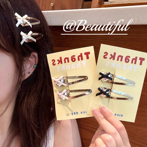 Silver Heart Butterfly Bow Basic BB Clip Exquisite Alloy Hair Clip Side Clip Fashion Simple Hair Pin Top Hair Accessory