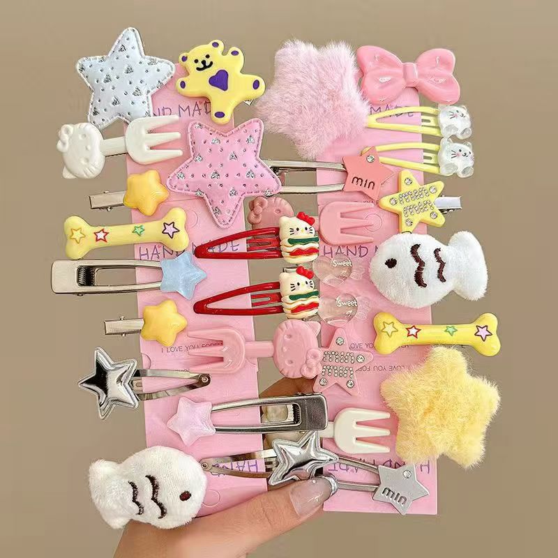 30 pieces of a+d style sweet and cool girl hair clips (packed in bags)