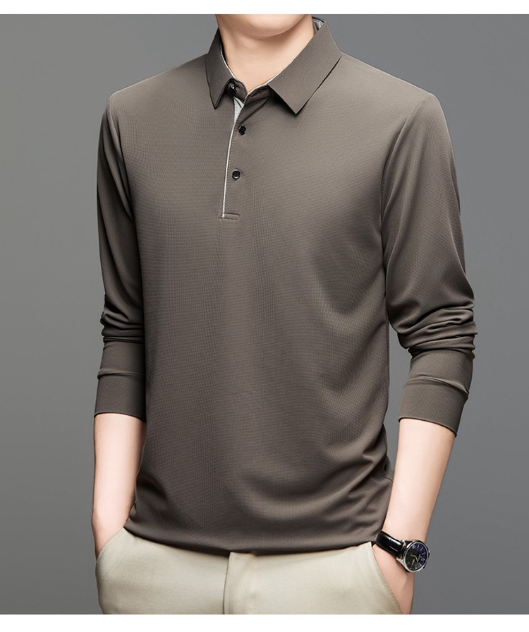 Langarm-Poloshirt für Herren, 2024 Frühling und Herbst Business-T-Shirt mit lockerem Kragen für Herren_voghion.com