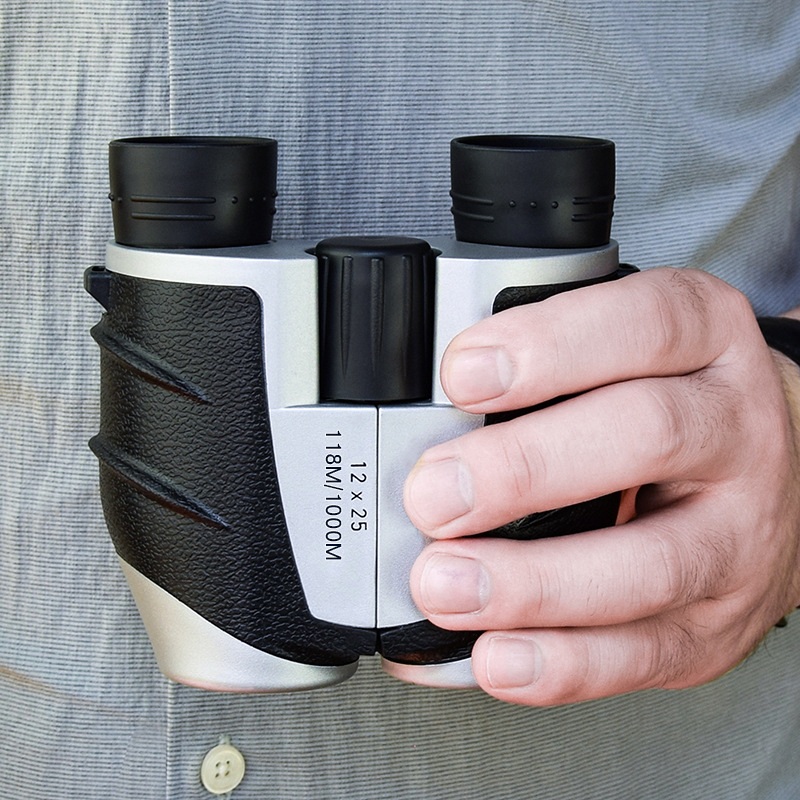 跨境批发小保罗12X25迷你双筒望远镜 户外旅游登山防水便携望眼镜