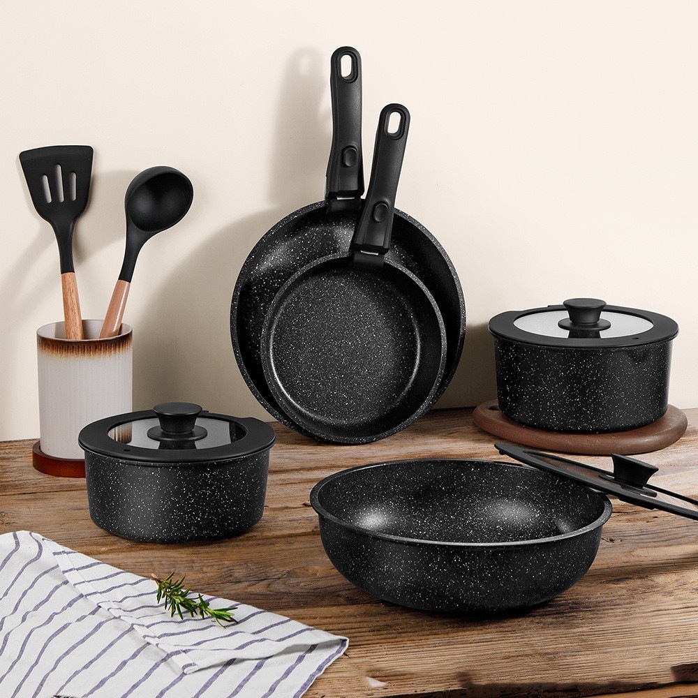 Pan de arroz desmontable doméstico conjunto de paneles de piedra de arroz electromagnético cocina de gas universal antiadherente pan de fondo plano