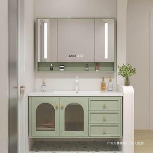 New oak painted bathroom cabinet sink bathroom sink ceramic integrated basin set washbasin cabinet combination