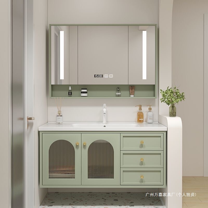 New Oak Paint Bathroom Cabinet Wash Sink Bathroom Wash Table Ceramic All-in-One Basin suit Washbasin Cabinet Combination