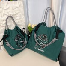 夏季新款尼龙环保购物袋大容量高级感时尚通勤百搭斜跨刺绣单肩包