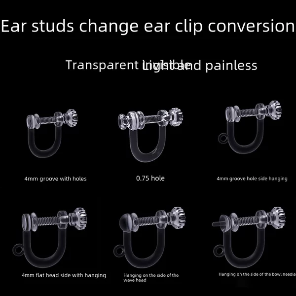 DIY jewelry accessories transparent invisible non-pierced spiral ear clip adjustable elastic resin ear clip converter