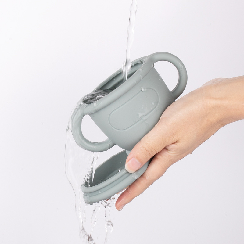 亞馬遜新款防漏兒童硅膠水杯開模定制吸管硅膠學飲杯硅膠零食杯