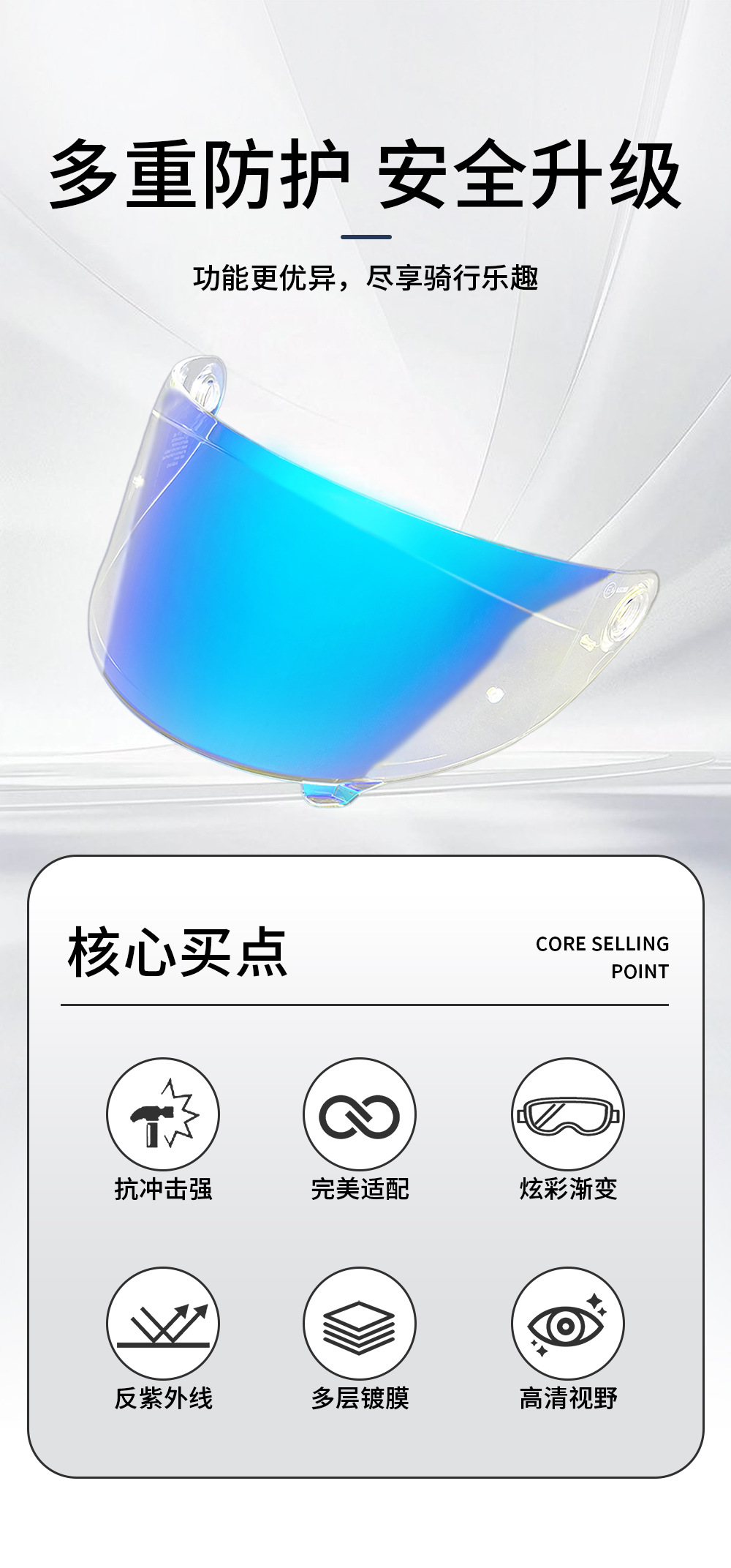V18C helmet lens is compatible with DrakenS day and night universal lenses, high-definition anti-UV helmet accessory lenses