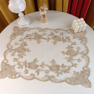 European Double-Layer Mesh Lace Embroidery Rope Embroidery Placemat Tea Set Cover Bedside Table Tv Dust Cover Decorative Cloth