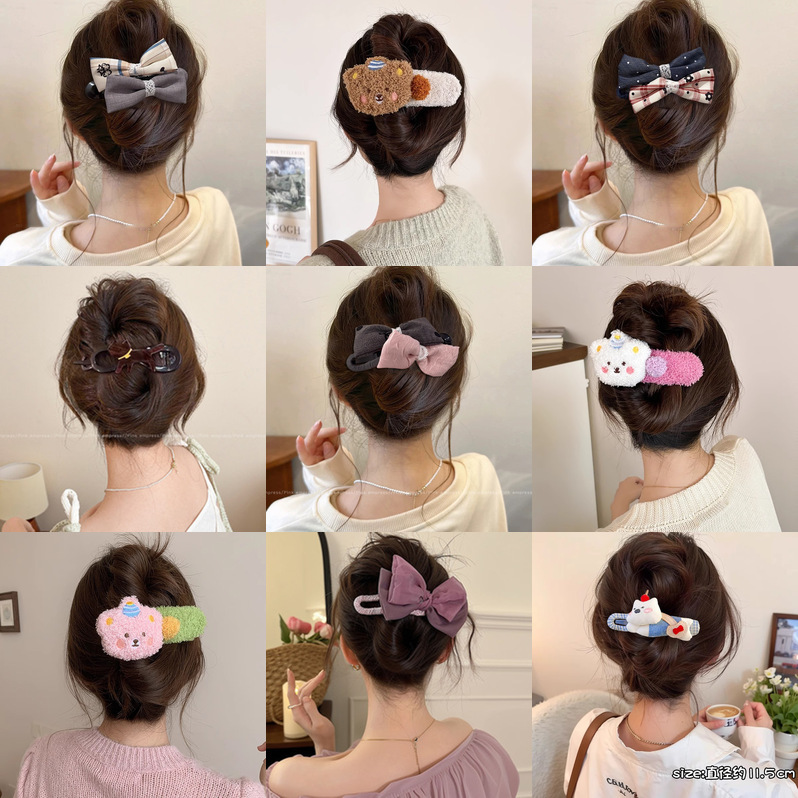 蝴蝶结女发量少2025新款发卡女生头饰简约抓夹鸭嘴夹可爱夹子发夹|undefined