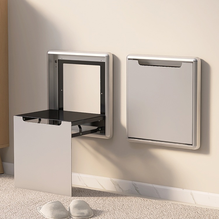 Taburete de cambio de zapatos plegable montado en la pared silla de puerta de entrada plegable taburete de baño plegable taburete de zapatos invisible