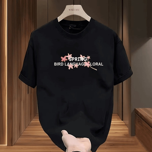 Heavyweight Pure Cotton Short-Sleeve T-Shirt Casual Trendy Men's and Women's Summer Insta-Bridle Round Neck Top Trendy and Versatile Men's Half-Sleeve Top