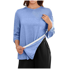欧米のアマゾンの女性のtシャツの側は長袖を縫います。