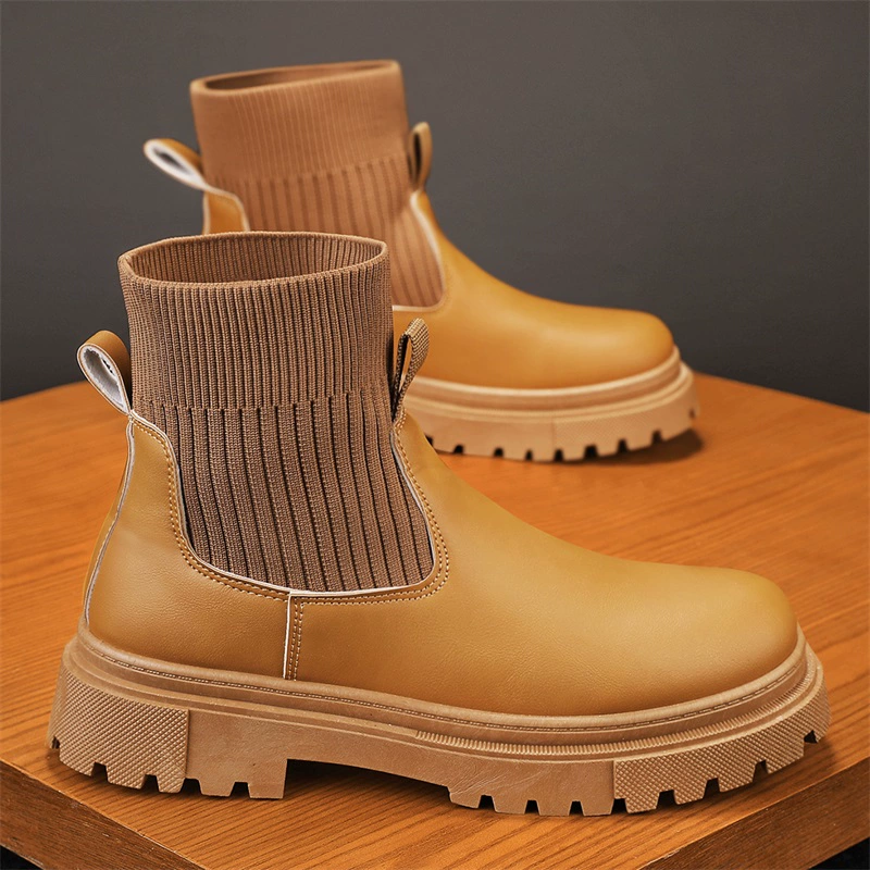 Ботинки‑челси (Martens) зимние, противоскользящие, с чулочной манжетой, чёрные/коричневые, размеры 39–44
